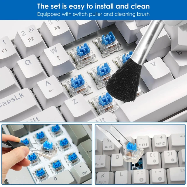 Alt view image 4 of 7 - 120 Pcs Keyboard Clickers, 3-Pin Mechanical Keyboard Switches Replacement | Crisp Clicks & Strong Tactile Sensation, Prefect for 3D Prints, Gaming and Typing, Includes Switch Puller & Cleaning Brush