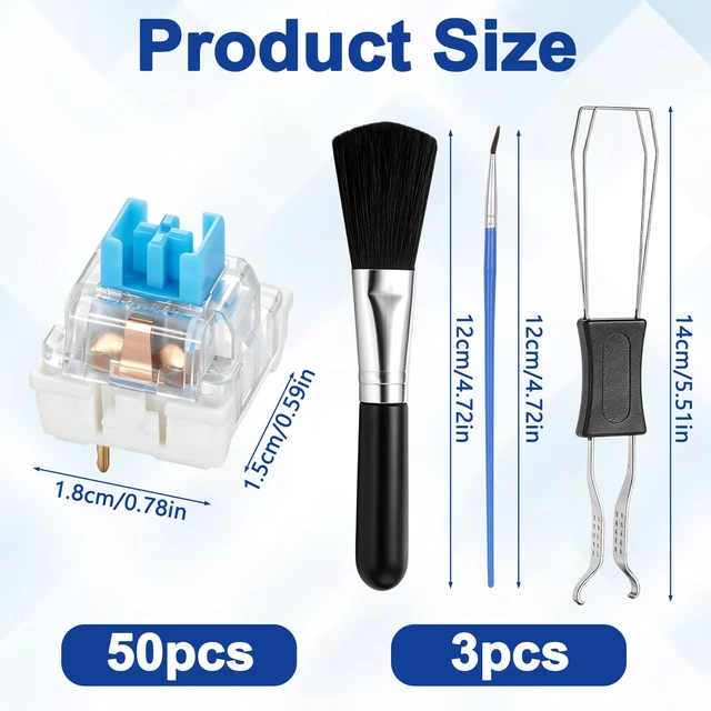 Alt view image 2 of 7 - 60pcs 3-Pin Clicky Tactile Mechanical Keyboard Switches for 3D Prints | Clicky Keyboard Switches with Switch Puller & Cleaning Brush for 3D Prints Dustproof and Waterproof for Most Gaming Keyboards