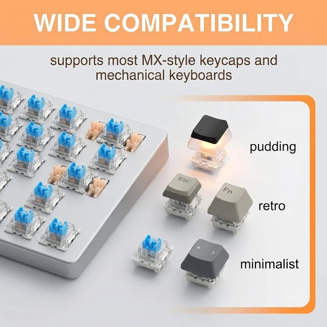 Alt view image 4 of 6 - Keyboard Switches 72PCS 3-Pin Clicky Clickers for 3D Prints | For Mechanical Gaming & Typing, Pre-Lubricated 3-Pin Clicky Switches, Dustproof, Transparent Housing, Includes Keycap Puller