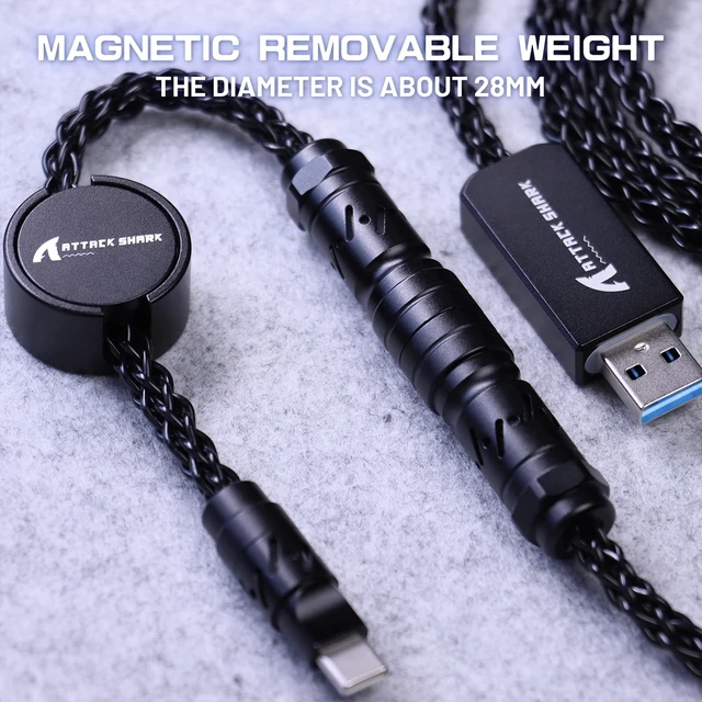 Alt view image 2 of 7 - C07 Custom Braided Aviator Cable with Light Up RGB-Black | 5 Pin Aviation Connector,USB-A to Type-C,Detachable CNC Magnetic Nameplate for Charging Phone 8KHZ Magnetic Keyboard X65 X68