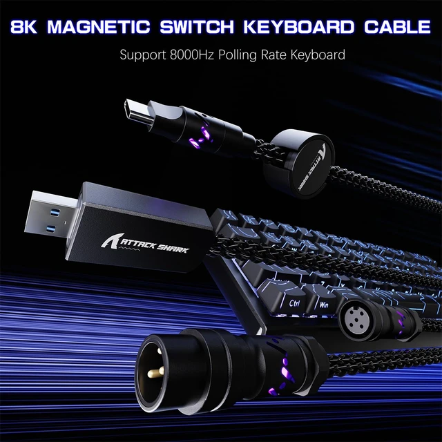 Alt view image 7 of 7 - C07 Custom Braided Aviator Cable with Light Up RGB-Black | 5 Pin Aviation Connector,USB-A to Type-C,Detachable CNC Magnetic Nameplate for Charging Phone 8KHZ Magnetic Keyboard X65 X68