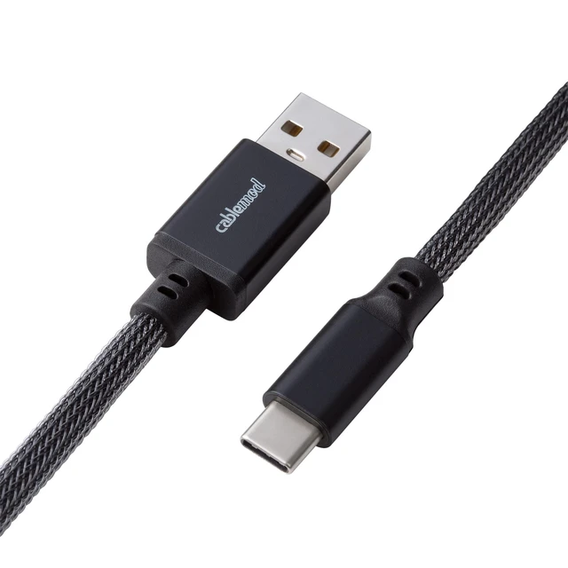 Alt view image 3 of 5 - Pro Coiled Keyboard Cable (Carbon Grey, USB A to USB Type C, 150cm)