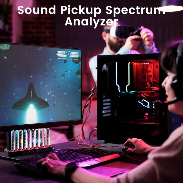 Alt view image 2 of 7 - Audio Visualizer Gadget Rechargeable RGB Sound Activated Light Bar, 250 Pixels Music Spectrum Analyzer Display Car Interior Lights Ambient with Game Room Decor for Boys Unique Gifts (E2-Rechargeable)