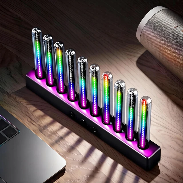 Alt view image 4 of 7 - Audio Visualizer Gadget Rechargeable RGB Sound Activated Light Bar, 250 Pixels Music Spectrum Analyzer Display Car Interior Lights Ambient with Game Room Decor for Boys Unique Gifts (E2-Rechargeable)
