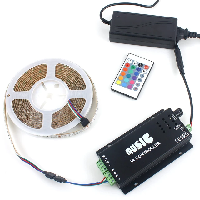 Alt view image 5 of 7 - RGB 4-PIN LED Controller, DC12-24V LED Light Strips Controller | Adjustable Brightness & Speed, 24-Keys IR Wireles Remote Control, Music Sync for 5050 3528 RGB LED Strip Light