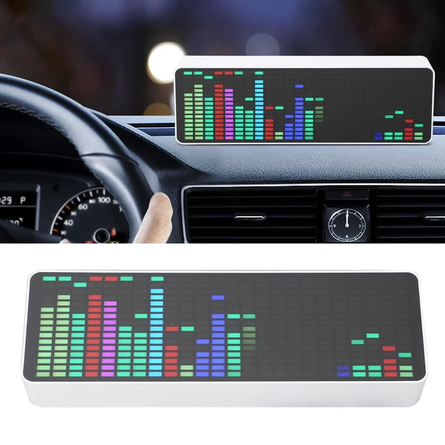 Alt view image 4 of 7 - LED Spectrum Analyzer, RGB Colorful 1624 Segment Music Voice Rhythm Spectrum Display with 20 Dynamic 7 Colors, RGB Light Bar with 2 Connection Modes Voice Sensor Clock for Car
