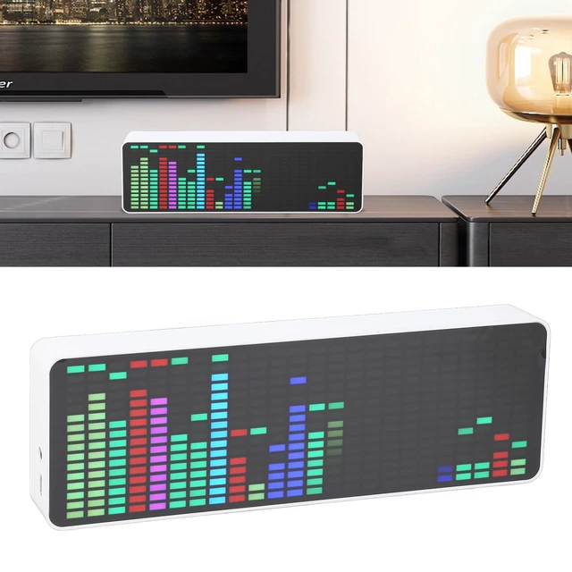 Alt view image 5 of 7 - LED Spectrum Analyzer, RGB Colorful 1624 Segment Music Voice Rhythm Spectrum Display with 20 Dynamic 7 Colors, RGB Light Bar with 2 Connection Modes Voice Sensor Clock for Car