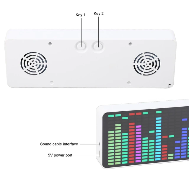Alt view image 6 of 7 - LED Spectrum Analyzer, RGB Colorful 1624 Segment Music Voice Rhythm Spectrum Display with 20 Dynamic 7 Colors, RGB Light Bar with 2 Connection Modes Voice Sensor Clock for Car
