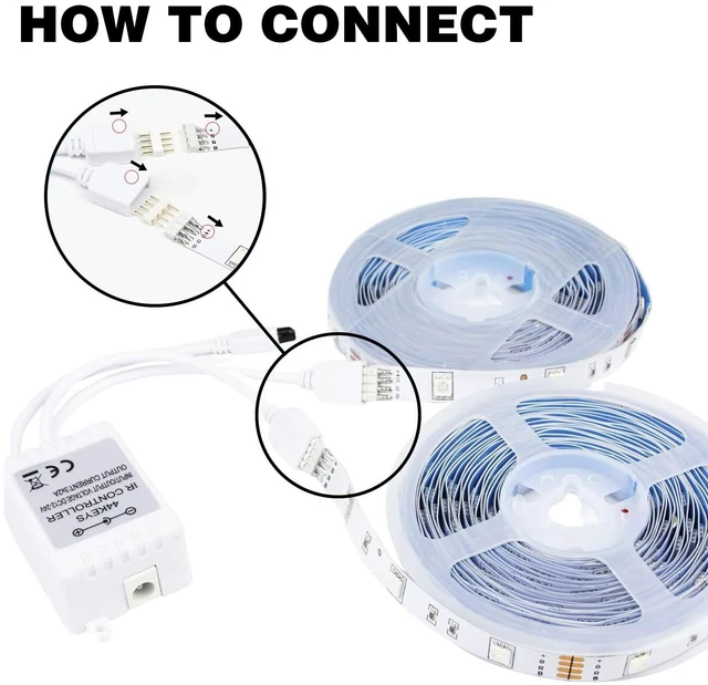 Alt view image 5 of 7 - Dual Outputs 44 Keys IR Remote Controller 4 Pin 2 Ports RGB Control Box RGB LED Strip Light Controller with WirelessReceiver for RGB 5050 3528 LED Strip Lights