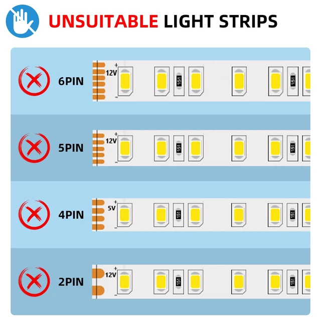 Alt view image 7 of 7 - 3-Pin LED Controller, RF Remote for WS2812B/WS2811 Light Strips | 300+ dynamic modes,10-30m RF remote,Speed/brightness adjustable,memory function,5V-24V input,2048 pixels max,Plug&play