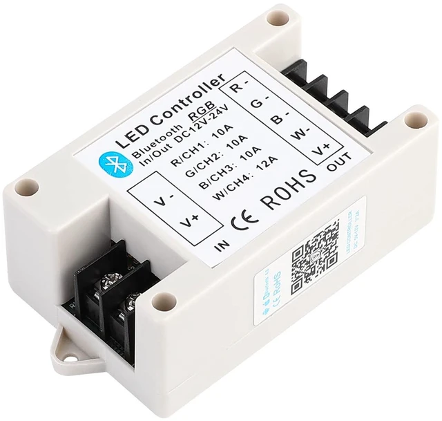 Main image of Bluetooth RGB/RGBW LED Controller for LED Light Strips | APP & Music Sync for iOS/Android, Fits 5050/3528 RGB/RGBW LEDs, 16M Colors & Music Sync Mode, Timer & Voice Control