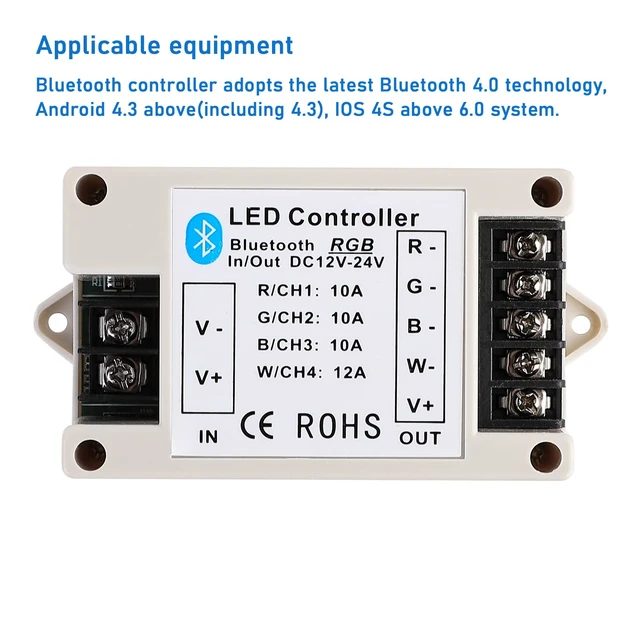 Alt view image 2 of 7 - Bluetooth RGB/RGBW LED Controller for LED Light Strips | APP & Music Sync for iOS/Android, Fits 5050/3528 RGB/RGBW LEDs, 16M Colors & Music Sync Mode, Timer & Voice Control