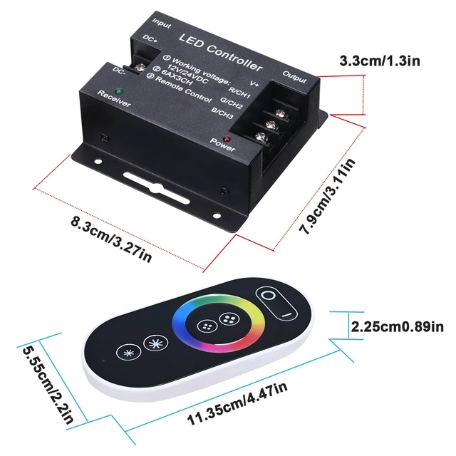 Alt view image 2 of 6 - DC 12V-24V 18A RF PWM RGB Controller | with Touchable Button Remote Control Suitable for RGB LED Strip Lights