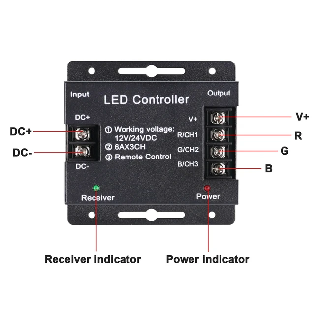 Alt view image 4 of 6 - DC 12V-24V 18A RF PWM RGB Controller | with Touchable Button Remote Control Suitable for RGB LED Strip Lights