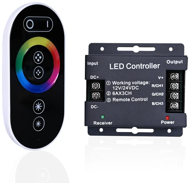 Main image of DC 12V-24V 18A RF PWM RGB Controller | with Touchable Button Remote Control Suitable for RGB LED Strip Lights