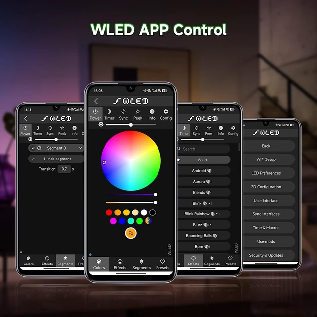Alt view image 3 of 7 - SP805E WLED LED Controller ESP32 with Mic, WiFi APP Control | For WS2812B WS2811 SK6812 WS2814 LED Strip/Matrix & PWM Dim CCT RGB RGBW RGBCCT LED , 2 SPI Channel, USB-C UART, DIY Lights