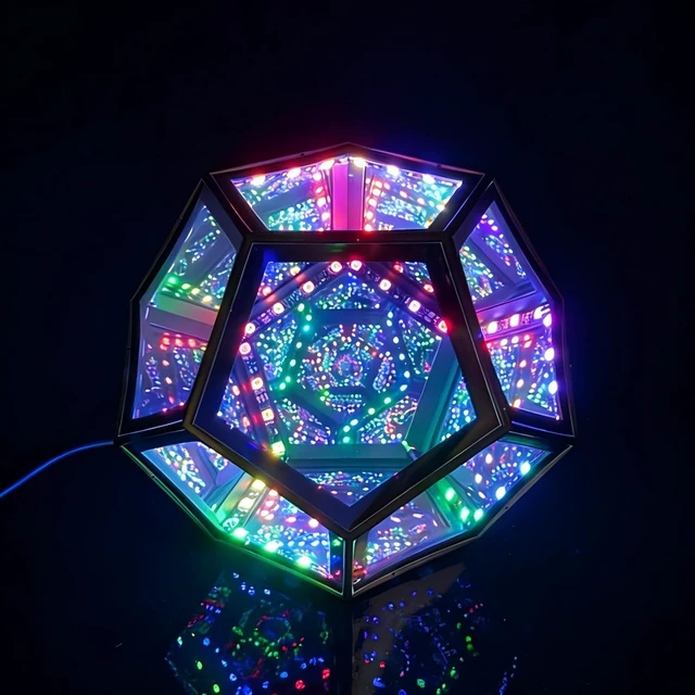 Main image of Infinity Dodecahedron Mirror Light, 12-Sided RGB Abyss Lamp | Music Sync, App & RemoteControlled USBPowered Ambient Decor Light, Great Gift for Gaming Room, Desktop & Home Entertainment
