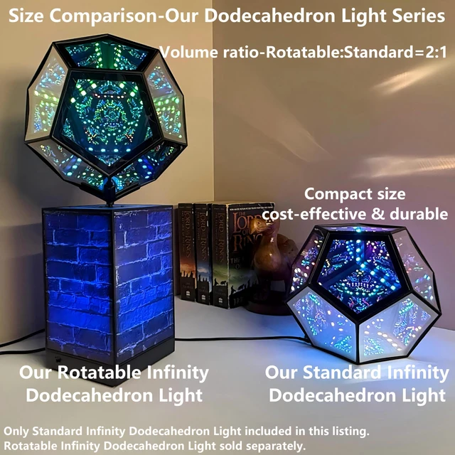 Alt view image 5 of 7 - Infinity Dodecahedron Mirror Light, 12-Sided RGB Abyss Lamp | Music Sync, App & RemoteControlled USBPowered Ambient Decor Light, Great Gift for Gaming Room, Desktop & Home Entertainment