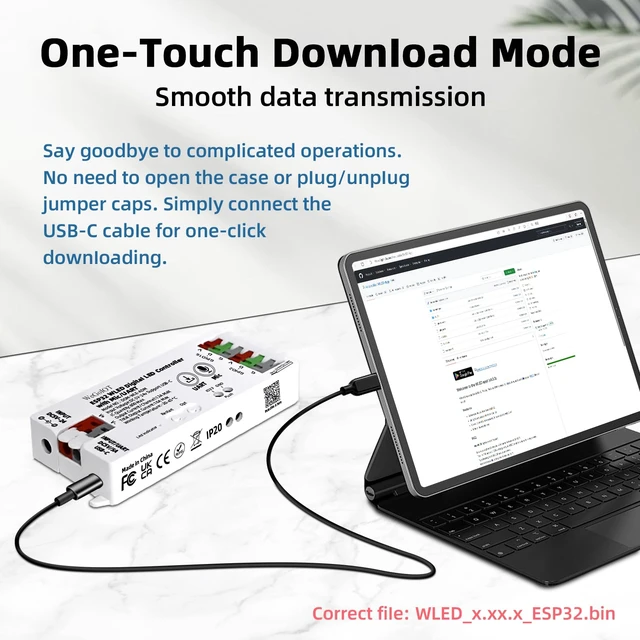 Alt view image 6 of 7 - ESP32 WLED LED Strip Controller Mic UART USB Type-C Download Music Sound Dynamic Mode DIY WiFi APP Control for WS2811 WS2812B SK6812 WS2805 Programmable RGB IC FCOB Addressable with 16A Fuse