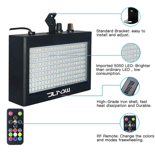 Alt view image 4 of 6 - Halloween Strobe Light, Ultra Bright RGB LED Strobe Lights (Metal Case), Sound Activated and Remote Control, Speed Adjustable Mini Flash Stage Lighting, Best for DJ Party Bar Show Disco Dance