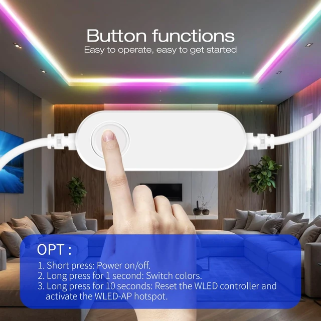 Alt view image 7 of 7 - GLEDOPTO WLED ESP32 Mini LED Strip Controller DC12-24V RGB IC Digital with Mic Sound Mode Dynamic Lighting DIY for WS2811 WS2812 WS2812b SK6812 WS2815 Addressable FCOB LED Strip