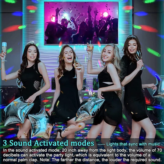 Alt view image 5 of 6 - Party Lights Dj Disco Ball Light with Pattern Projection and Sound Activated, Buclhoz RGB Colored Strobe Stage Lighting for Parties Indoor Dance Birthday Rave Bar Karaoke Christmas Wedding Show Club