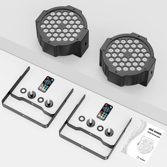 Alt view image 6 of 7 - 36LEDs RGB Stage Lights 2Pack: 36W LED Par - Sound Activated Remote & DMX Control - Corded Electric Uplights for Events Wedding Party Club Band Music Dance DJ Live Show Church Lighting