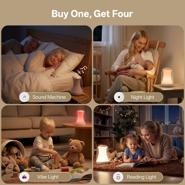 Alt view image 3 of 7 - White Noise Sound Machine for Sleep Night Light Baby Remote/Touch Control | Lullight Noise Machine Baby 27 Soothing Sounds Timer Sleep Machine Trainer for Adults Kids Nursery Lullaby Bedroom