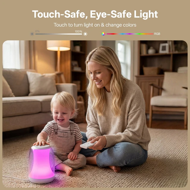 Alt view image 5 of 7 - White Noise Sound Machine for Sleep Night Light Baby Remote/Touch Control | Lullight Noise Machine Baby 27 Soothing Sounds Timer Sleep Machine Trainer for Adults Kids Nursery Lullaby Bedroom