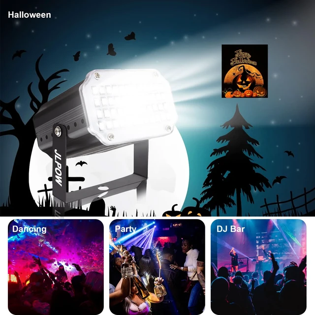 Alt view image 2 of 7 - Halloween Strobe Light with Remote, Sound Activated Mini Strobe Lights Super Bright 48 RGB LED, Remote Control Flash Stage Lighting, Best for DJ Party Show Club Disco Halloween