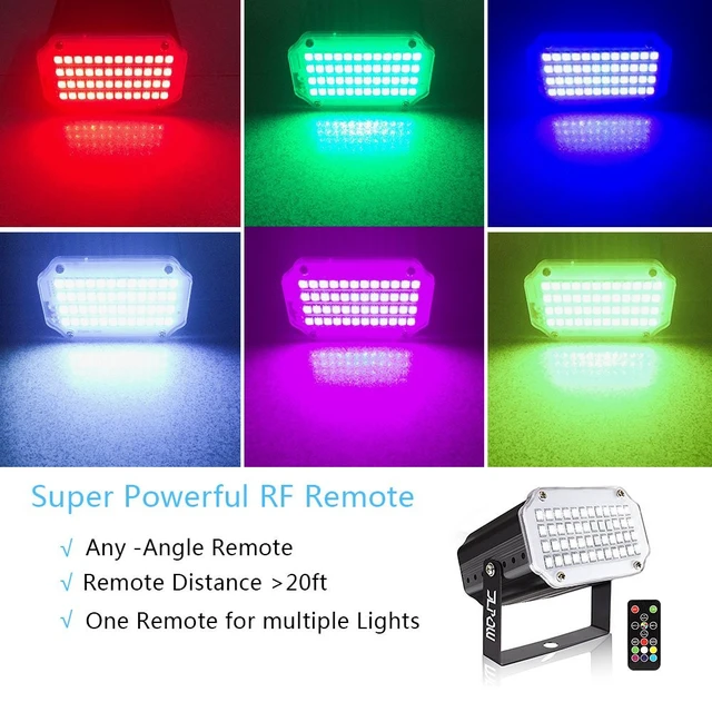 Alt view image 5 of 7 - Halloween Strobe Light with Remote, Sound Activated Mini Strobe Lights Super Bright 48 RGB LED, Remote Control Flash Stage Lighting, Best for DJ Party Show Club Disco Halloween