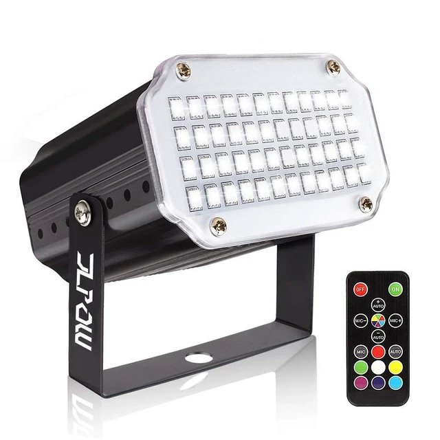 Alt view image 7 of 7 - Halloween Strobe Light with Remote, Sound Activated Mini Strobe Lights Super Bright 48 RGB LED, Remote Control Flash Stage Lighting, Best for DJ Party Show Club Disco Halloween