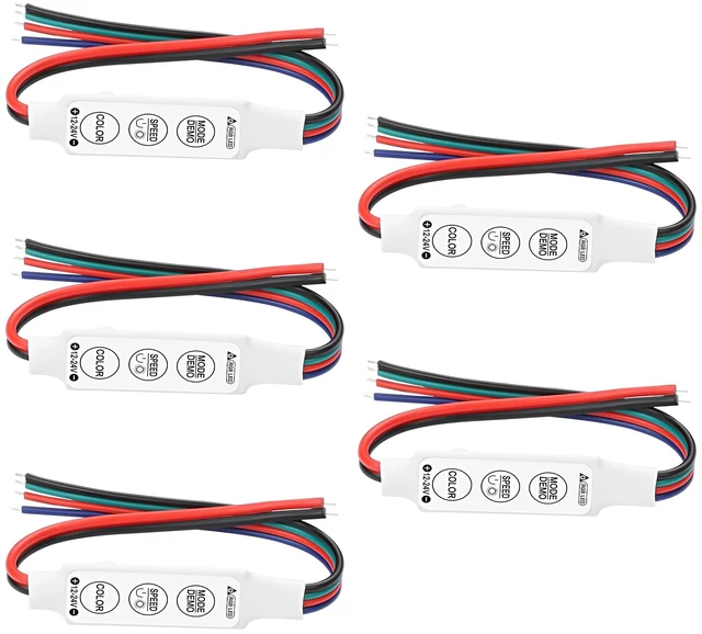 Main image of Mini Led RGB Controller 3Key Led Strip Light Brightness Dimmer-5PCS | Controller Switch with Memory Function for DC 12V 24V Multi-Color Led Strip