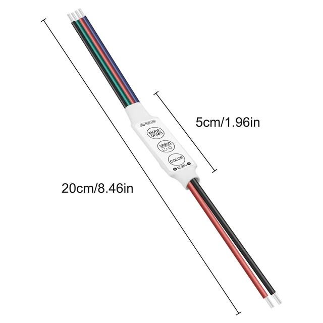 Alt view image 2 of 7 - Mini Led RGB Controller 3Key Led Strip Light Brightness Dimmer-5PCS | Controller Switch with Memory Function for DC 12V 24V Multi-Color Led Strip