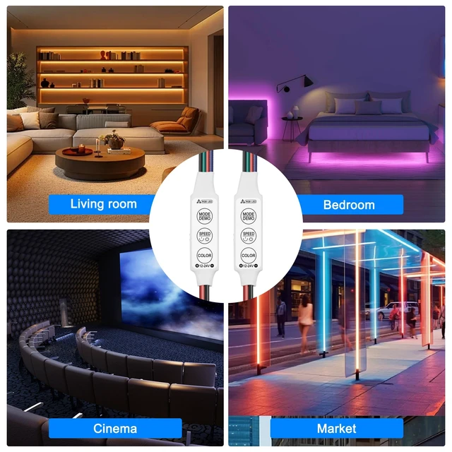 Alt view image 7 of 7 - Mini Led RGB Controller 3Key Led Strip Light Brightness Dimmer-5PCS | Controller Switch with Memory Function for DC 12V 24V Multi-Color Led Strip
