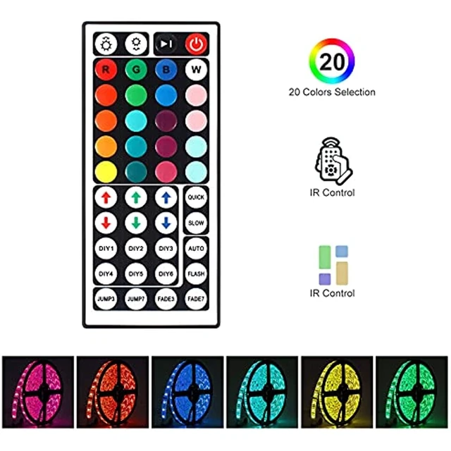 Alt view image 4 of 7 - 44 Keys IR Remote Controller RGB LED Strip Light Controller Dual Output 4Pin 2 Ports with Wireless Receiver for RGB 5050 3528 LED Strip Lights