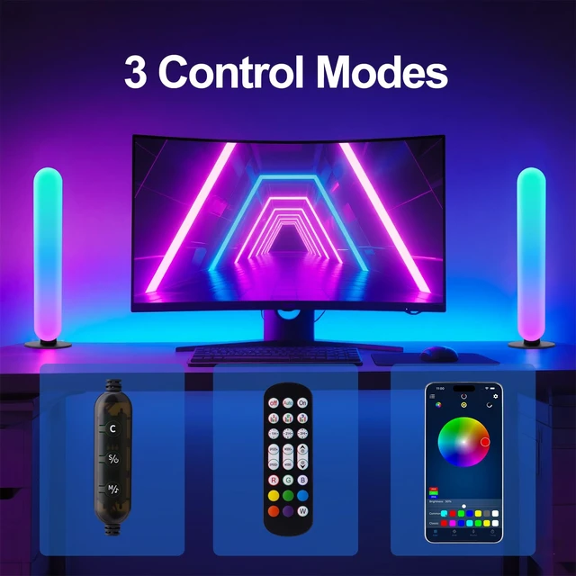Alt view image 3 of 7 - RGB Light Bar,Smart LED Light Bar for Room,16 Million Colors,Three Control Modes,Dynamic Music Sync Mode,213 Preset Modes,USB Interface