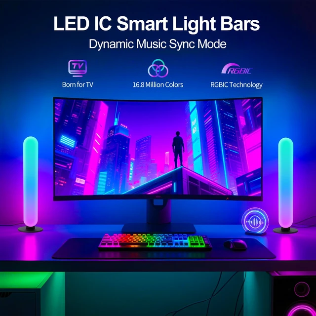 Alt view image 2 of 7 - RGB Light Bar,Smart LED Light Bar for Room,16 Million Colors,Three Control Modes,Dynamic Music Sync Mode,213 Preset Modes,USB Interface