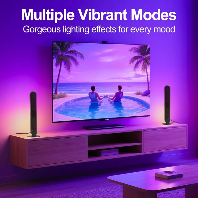 Alt view image 7 of 7 - RGB Light Bar,Smart LED Light Bar for Room,16 Million Colors,Three Control Modes,Dynamic Music Sync Mode,213 Preset Modes,USB Interface