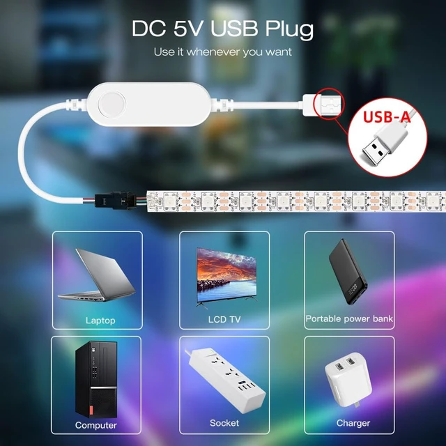 Alt view image 5 of 7 - GLEDOPTO WLED ESP32 Mini LED Strip Controller RGB IC Digital with Mic Music Sound Mode DC5V USB Dynamic WS2811 WS2812 WS2812b WS2814 WS2815 SK6812 Addressable LED Strip
