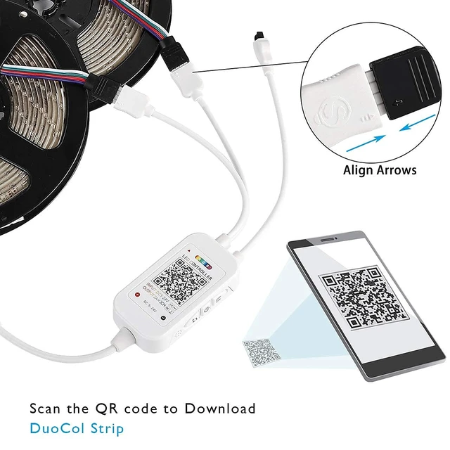 Alt view image 7 of 7 - 2 in 1 RGB LED Strip Light Controller, App Controlled Smart Music Controller for Android and iOS, DC 5V-24V RGB Strip