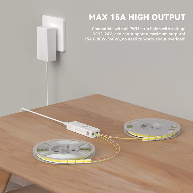Alt view image 6 of 7 - WiFi 5-in-1 LED Controller Dimmable for Monochrome CCT RGB RGBW RGBCCT LED Strip Lights Compatible with Tuya APP/Smart Life/Alexa/Google Home/Siri,DC12-24V Lights Controller(Without Battery)