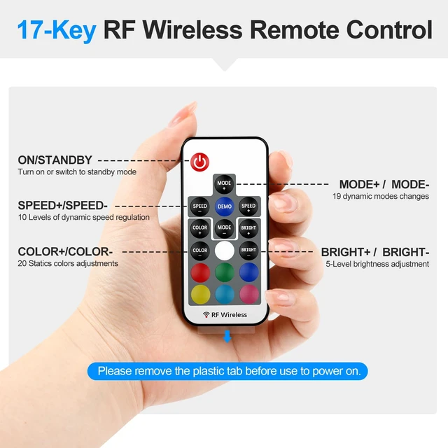 Alt view image 5 of 7 - RF Wireless Remote LED Controller for 5-24V 5050 3528 Light Strip | Mini 4-Pin controller+RF remote with memory, 3 channels,12A output, 19 dynamic modes, 20 static colors, 5 speed levels