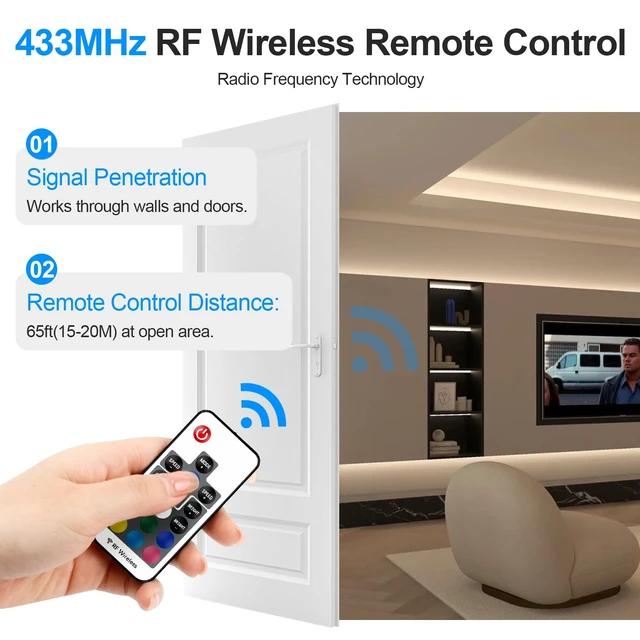 Alt view image 6 of 7 - RF Wireless Remote LED Controller for 5-24V 5050 3528 Light Strip | Mini 4-Pin controller+RF remote with memory, 3 channels,12A output, 19 dynamic modes, 20 static colors, 5 speed levels