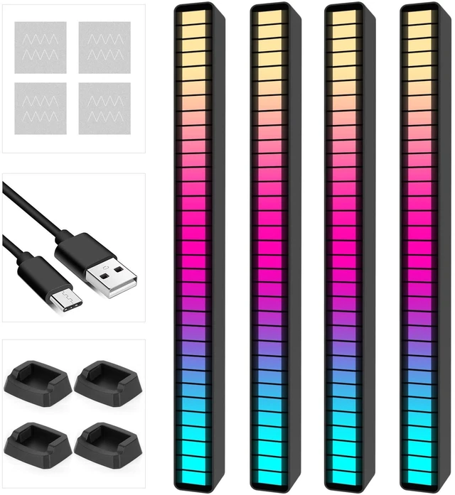 Main image of RGB Rechargeable Sound Control Light, Voice-Activated Pickup Music Rhythm Lights, Ambient Light, for Car, Gaming Room Decorations4Pack