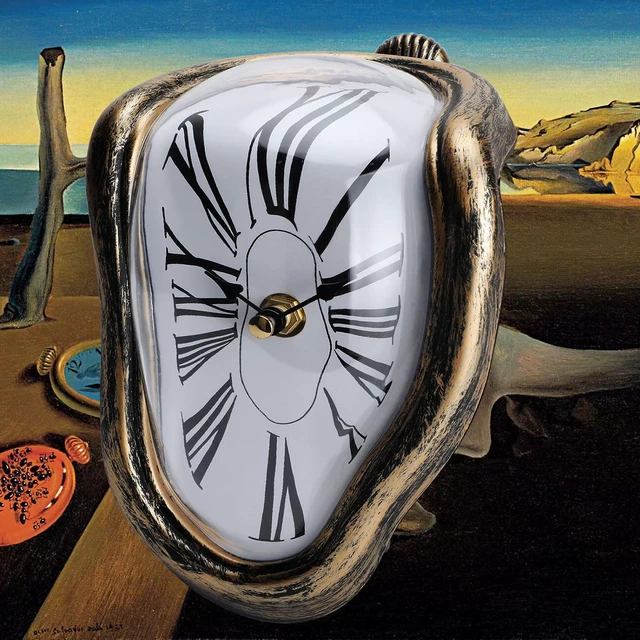 Main image of Melting Clock, Salvador Dali Watch Melted Clock for Decorative Home Office Shelf Desk Table Funny Creative GiftRome Antique Gold