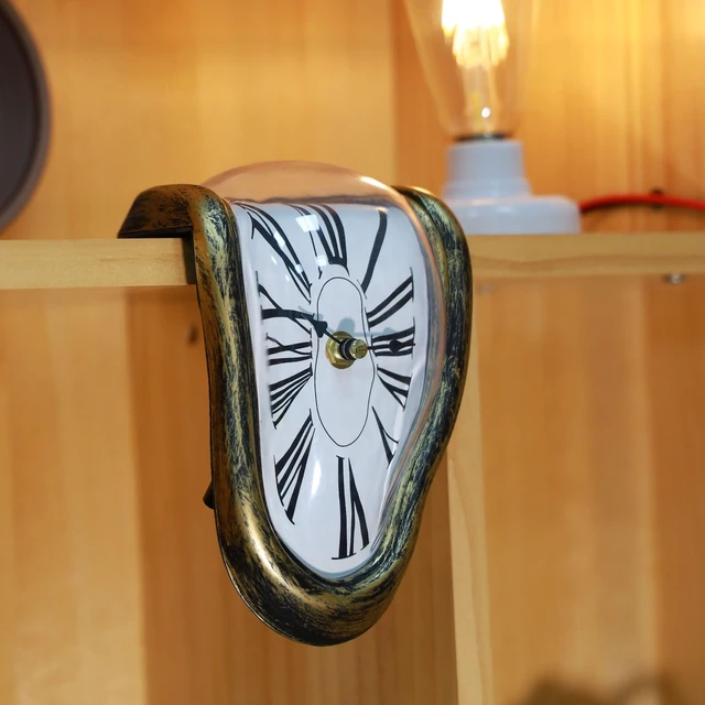 Alt view image 5 of 5 - Melting Clock, Salvador Dali Watch Melted Clock for Decorative Home Office Shelf Desk Table Funny Creative GiftRome Antique Gold