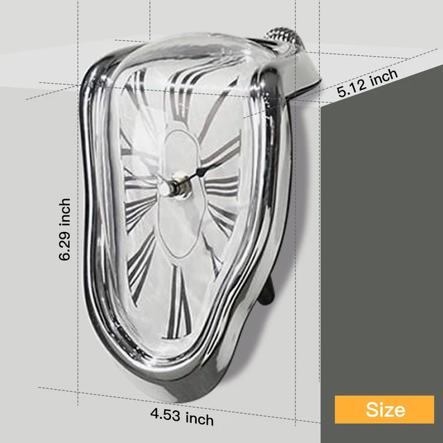 Alt view image 2 of 7 - Melting Clock Dali Melted Clock Gift Decor Art Inspired Wall Clock Twisted Shelf Hanging Surrealist for Decorative Shop Office Home Desk Roman Silve