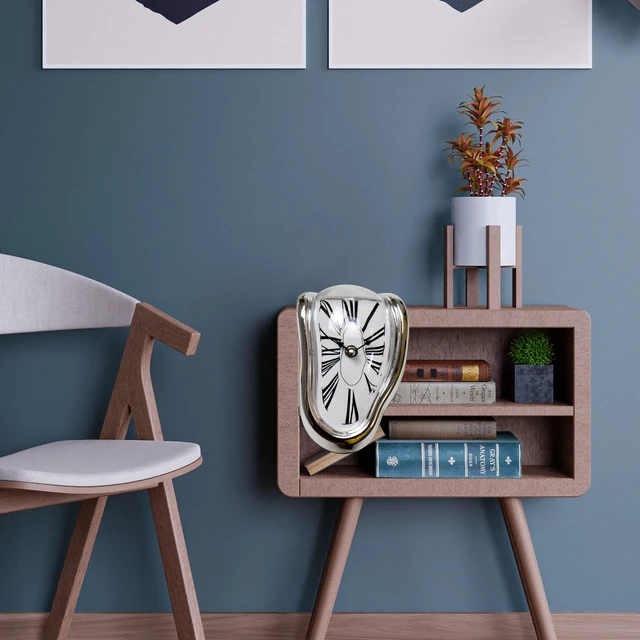 Alt view image 7 of 7 - Melting Clock Dali Melted Clock Gift Decor Art Inspired Wall Clock Twisted Shelf Hanging Surrealist for Decorative Shop Office Home Desk Roman Silve