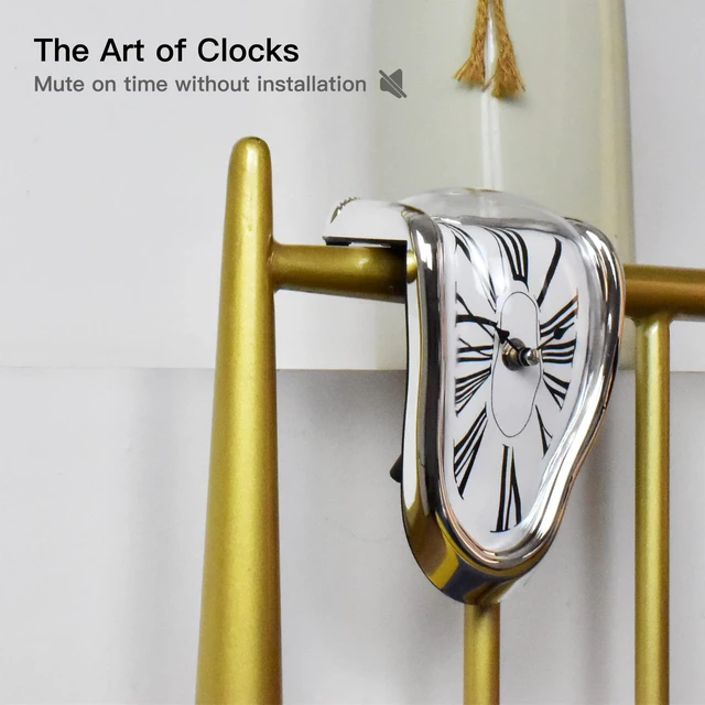 Alt view image 4 of 7 - Melting Clock Dali Melted Clock Gift Decor Art Inspired Wall Clock Twisted Shelf Hanging Surrealist for Decorative Shop Office Home Desk Roman Silve